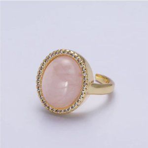 24K Gold Natural Rose Quartz Luxury Micro Paved CZ  Healing Crystals